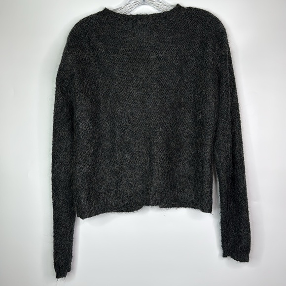 Vintage Rebecca Stone Gray Button Up Floral Applique Cardigan Sweater Medium - Picture 4 of 9